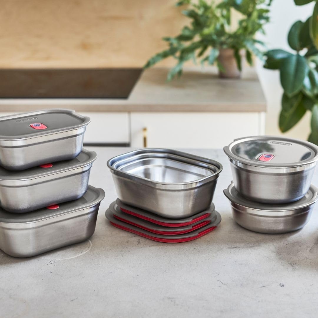 BLACK + BLUM Lunchbox-Set 3-tlg., 600/900/1200 ml, Vakuumverschluss | auslaufsicher, BPA-frei, mikrowellengeeignet, backofenfest, gefriergeeignet, eckig, robust, langlebig, praktisch