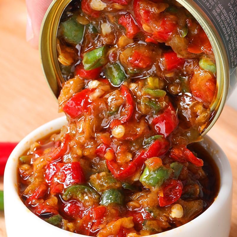 Hunan Specialty Chili Sauce,Hot Pepper (60g*3/6/9can) Mushroom Condiments,Healthy Dipping Sauce,Soybean Noodles Food,Table Delicious Chinese Snack Gift (6cans)