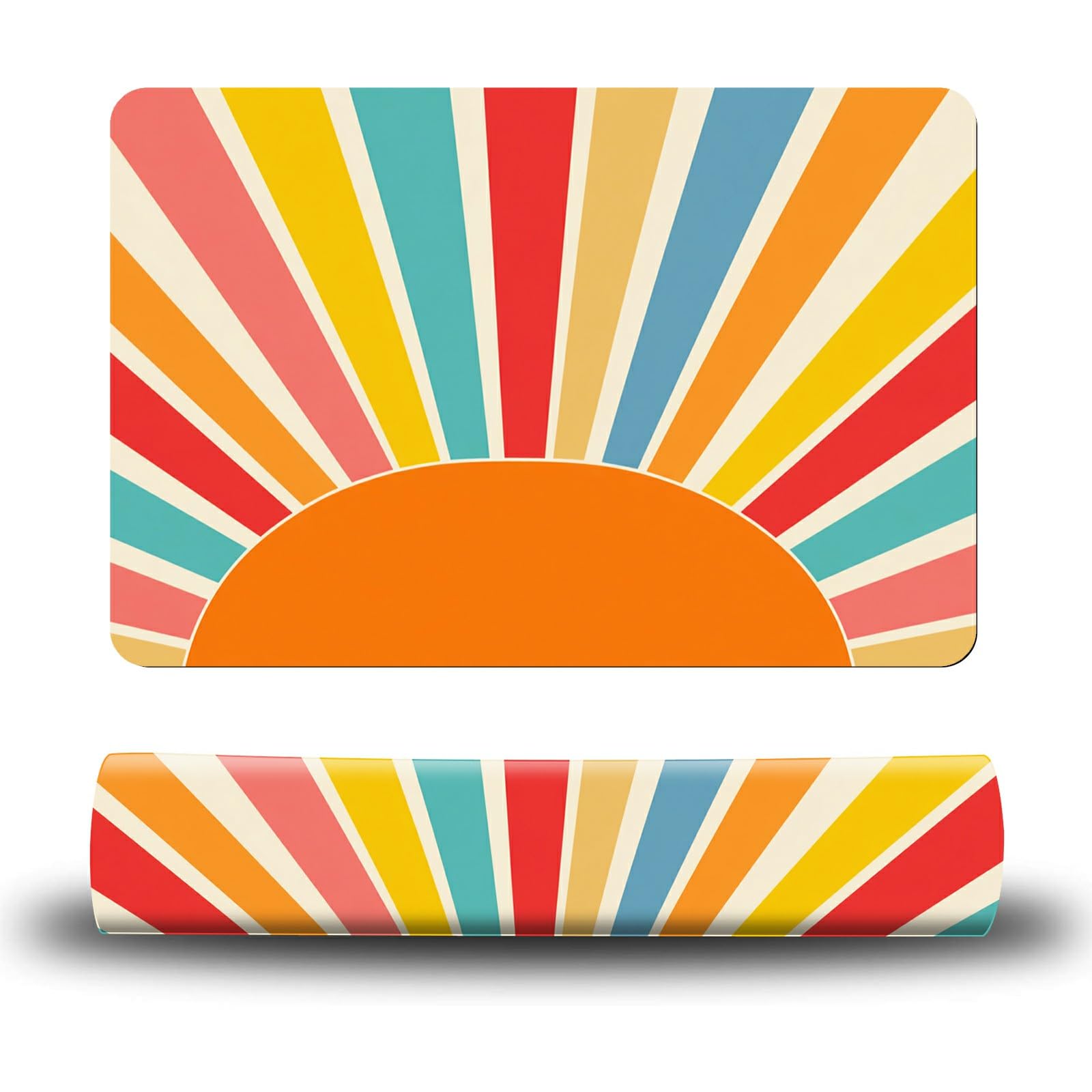 Dikoer Dog Food Mat, 15.7" x 23.6" Absorbent Pet Feeding Mat for Food and Water, Waterproof Diatom Mud Pet Placemat with Non-Slip Rubber Backing, Easy Clean Cat Bowl Mat for Floors - Colorful Sunset