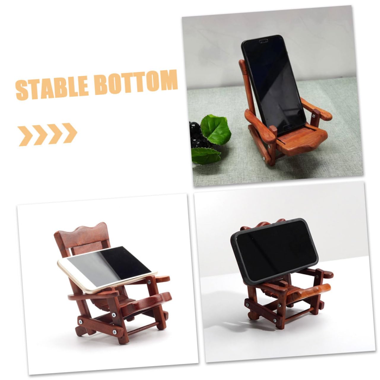 DOITOOL 4piezas Soporte De Teléfono De Madera para Escritorio Soporte Decorativo para Teléfono Móvil para Ver Videos y Realizar Videollamadas Compatible