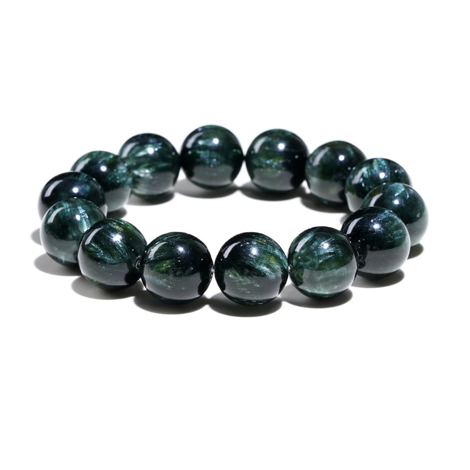 Pulsera de Cuentas Verdes Naturales – Púrpura Genuino con Ricos Tonos Verdes, Pulsera elástica de Cuentas Sueltas ensartadas a Mano, joyería curativa de Cristal,16~16.8mm