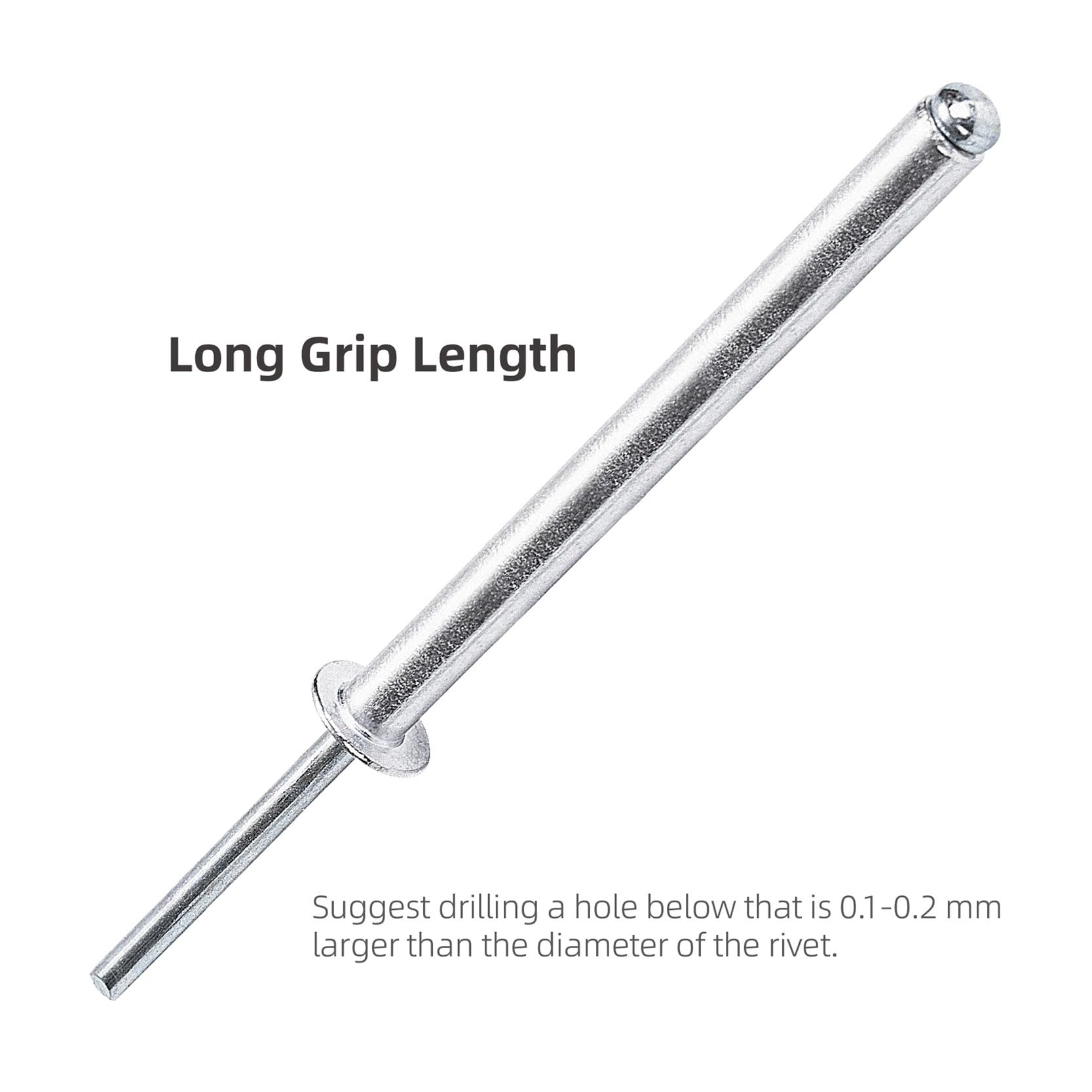 Rivets Aveugles en Aluminium 30/50 rivets d'échappement extra longs en aluminium, tête bombée, tige acier, mandrin super spécial aveugle(50Pcs,3.2x27mm)