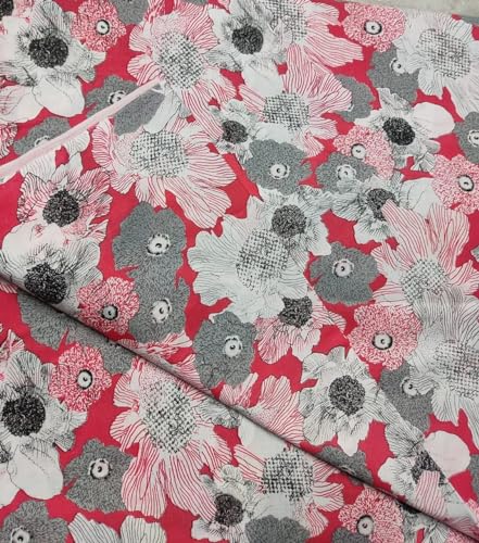 Image of COTTON PRINT(Unstitched fabric for girl /Women,Width-44 inch,Length-5 meter,For making FULL ALL OVER SUIT,Kurti,Gown,Palazo,Dress Material,Tunics,Top,maxi,nighty.FREE SIZE (New Gajri)