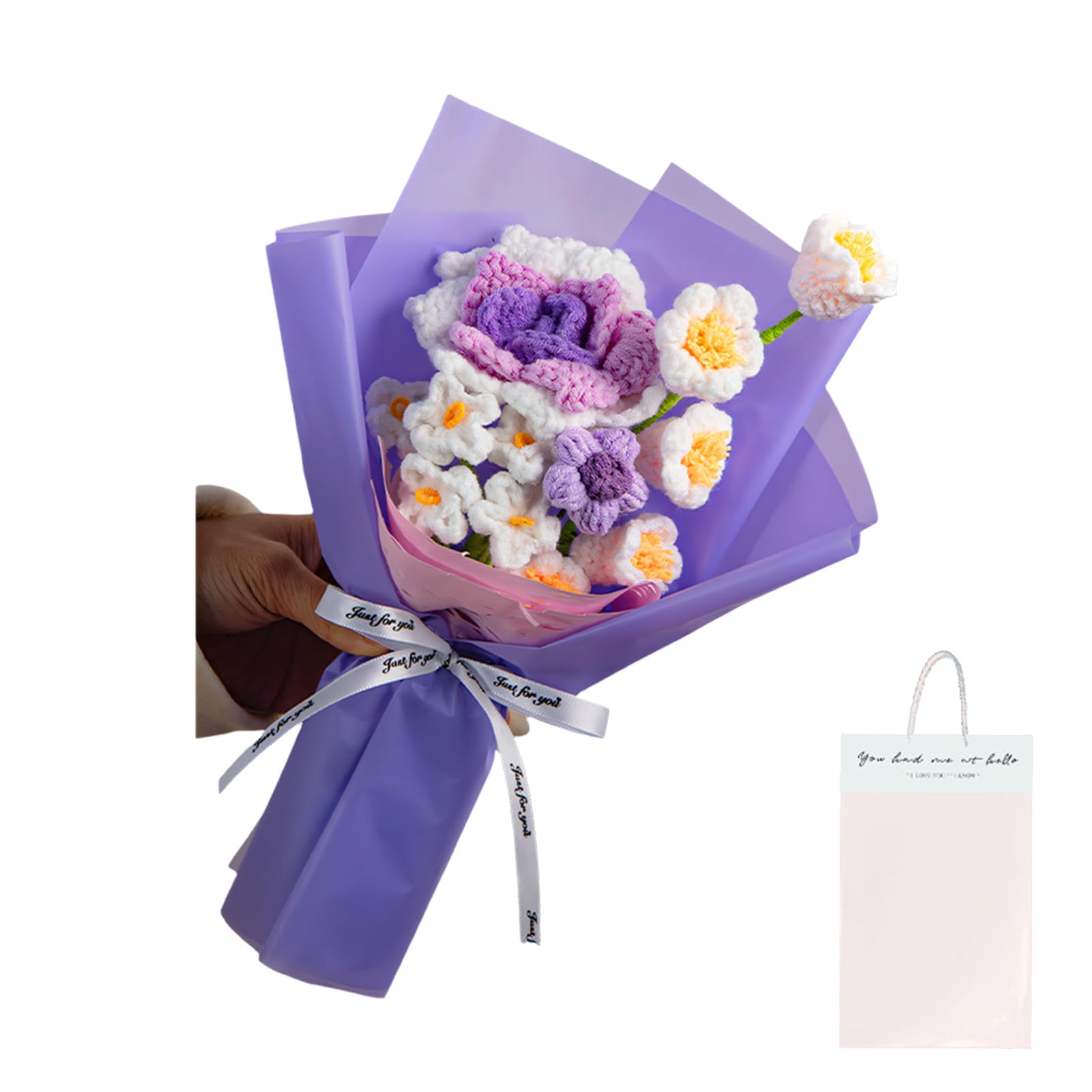 Kaeltsyn Lovely Floral Arrangements Knitted Roses Lilies Valley Myosotis Perfect Graduation Decor Knitted Blossomy Bouquets