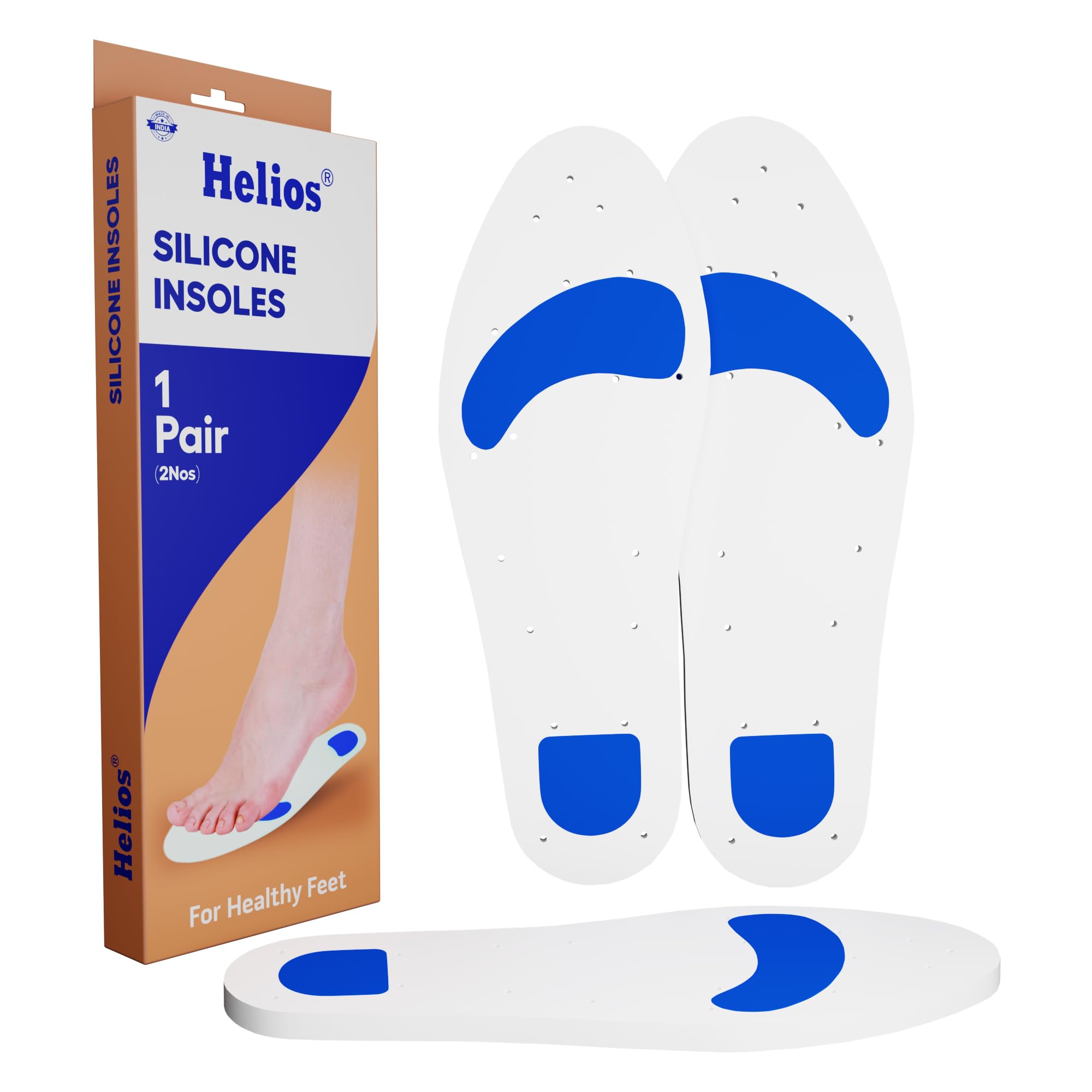 Helios Silicon Gel Insoles 1 Pair Comfort Shoe Inserts For Walking, Outdoor Running
