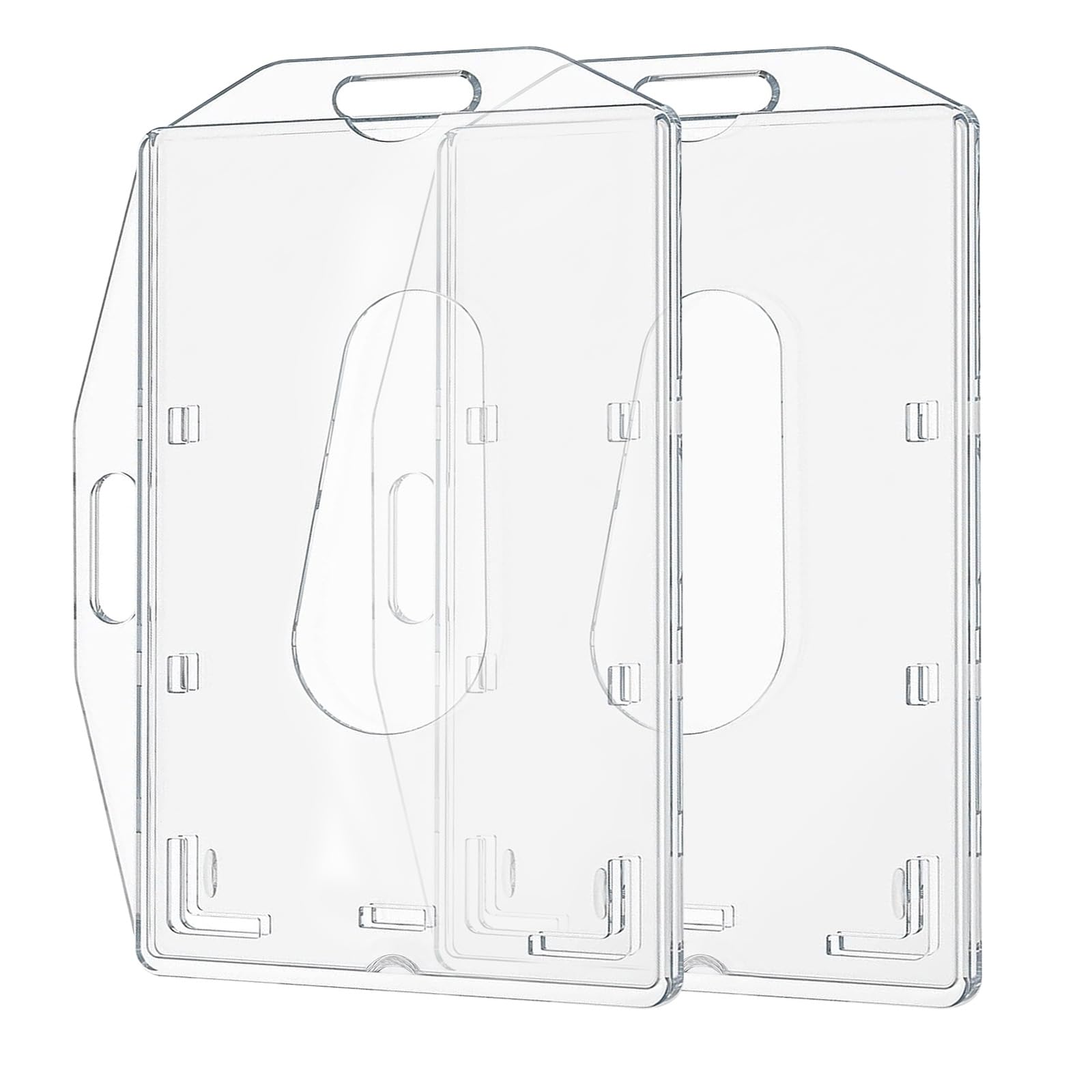 Redamancy 2 Pcs Badge Holder Vertical y Horizontal Tarjetas de Porta Tarjetas Identificativas con Ranura para el Pulgar