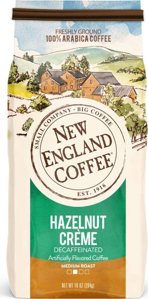 New England Hazelnut Crme - Caffè decaffeinato macinato, 300 ml, confezione da 3