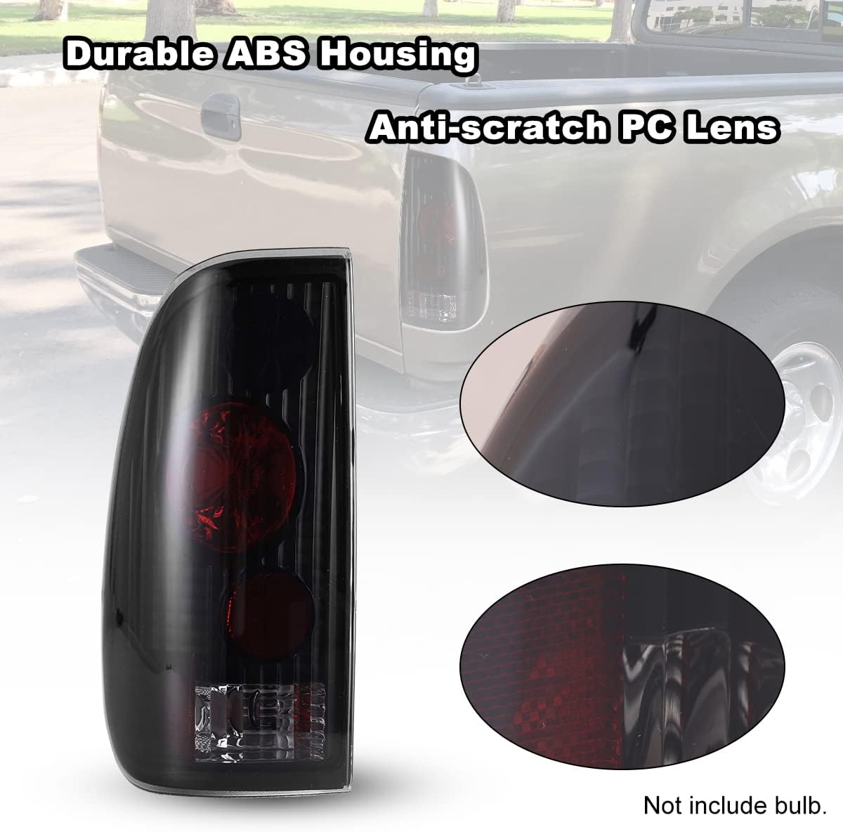 ROXX Taillights for 1997-2003 Ford F150 (Fits Styleside Models ONLY), Tail Lights fit for 1999-2007 Ford F-250 F-350 Super Duty Pickup Truck, Driver and Passenger Side (Smoke)