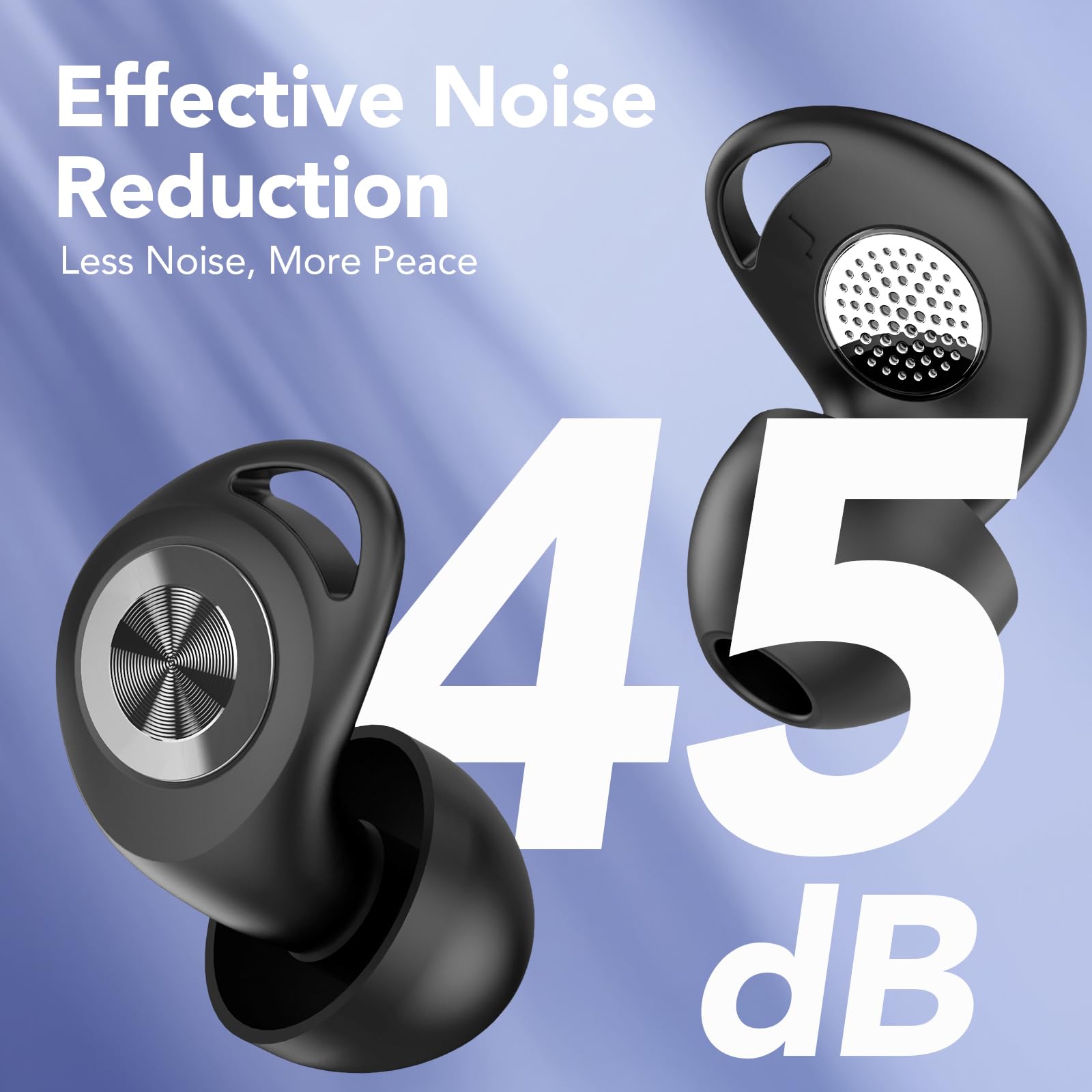 Ear Plugs for Sleeping Noise Cancelling 45dB, Reusable Silicone Earplugs with 8 Eartips and Travel Case, Soft Comfort Hearing Protection for Concerts, Snoring, Travel, Study (Black) - 3