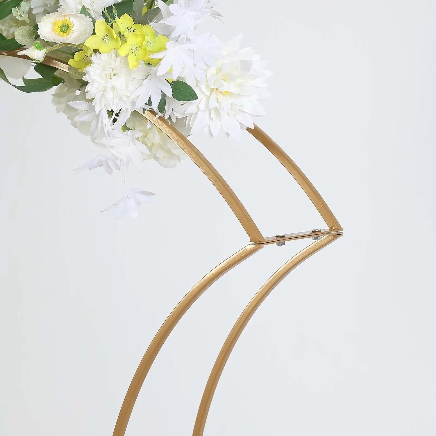 Gold 38 in Curvy Metal Flower Arch Display Stand Table Centerpiece Wedding Party Events Reception Decorations Supplies