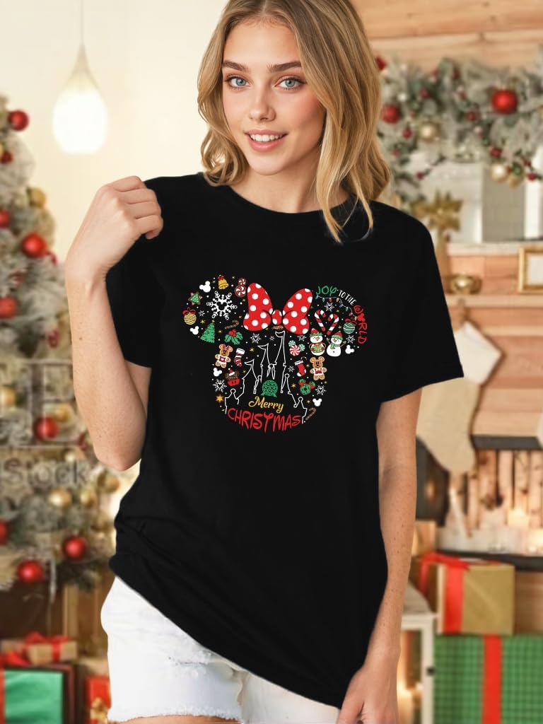 Christmas Shirts Womens Merry Christmas Shirt Santa Snowman Reindeer Graphic Tshirt Funny Xmas Holiday Vacation Tee Tops - Image 5