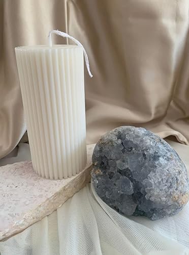 Miniatura 7 de Paquete de 2 velas perfumadas de cera de soja de pilar acanalado para decoración del hogar, cumpleaños, boda, Navidad (vela de pilar acanalada