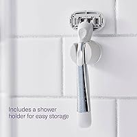 Vista 3 de Flamingo Juego de maquinilla de afeitar para mujer, mango de afeitar, 4 recambios de cuchillas de afeitar, soporte de ducha, cromado