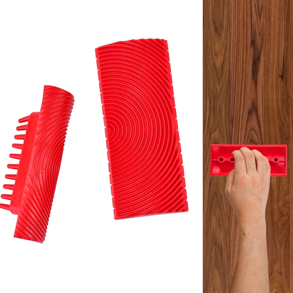 2 PCS Outil de Grain de Bois en Caoutchouc Peinture de Grain de Bois Peinture Imitation Grain Grain à Effet Bois pour Murs Meubles Portes en Bois Cadres de Fenêtres