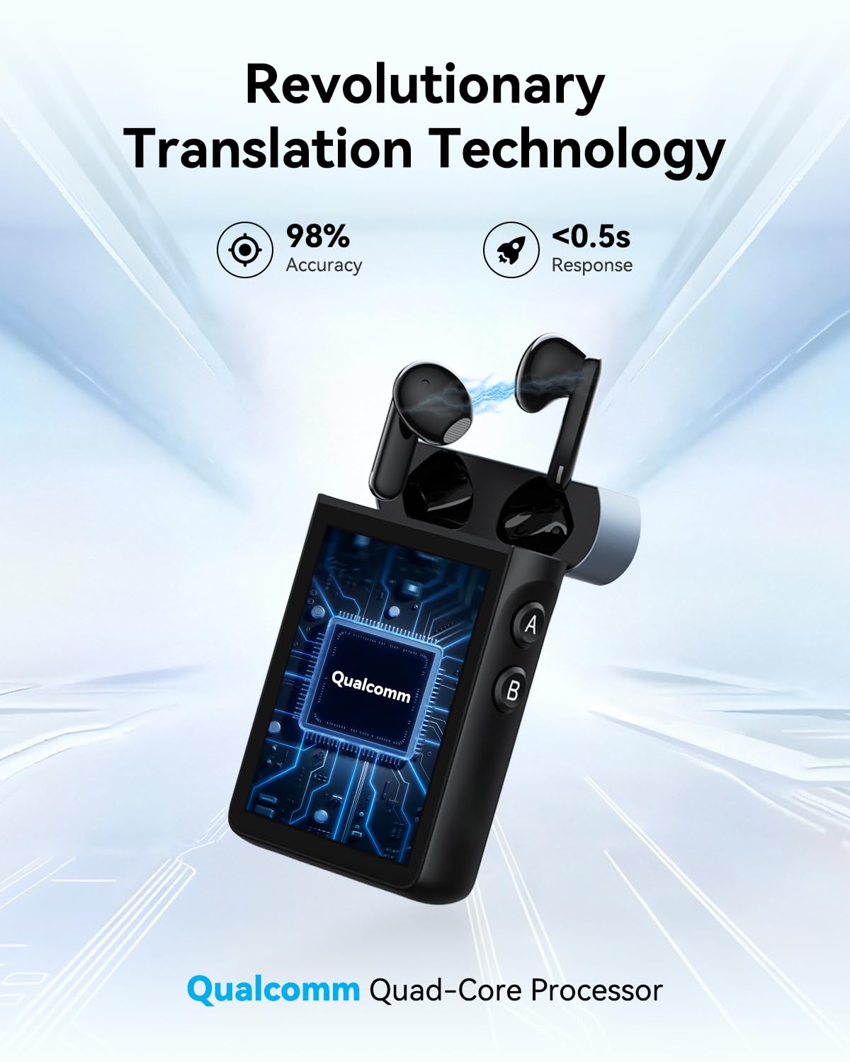 Wooask A9S AI Translator Earbuds with Screen, Offline Language