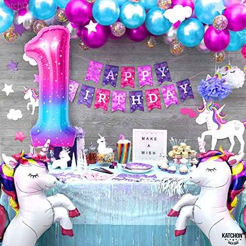 Image of KatchOn Rainbow Number 1 Balloon 40 Inch