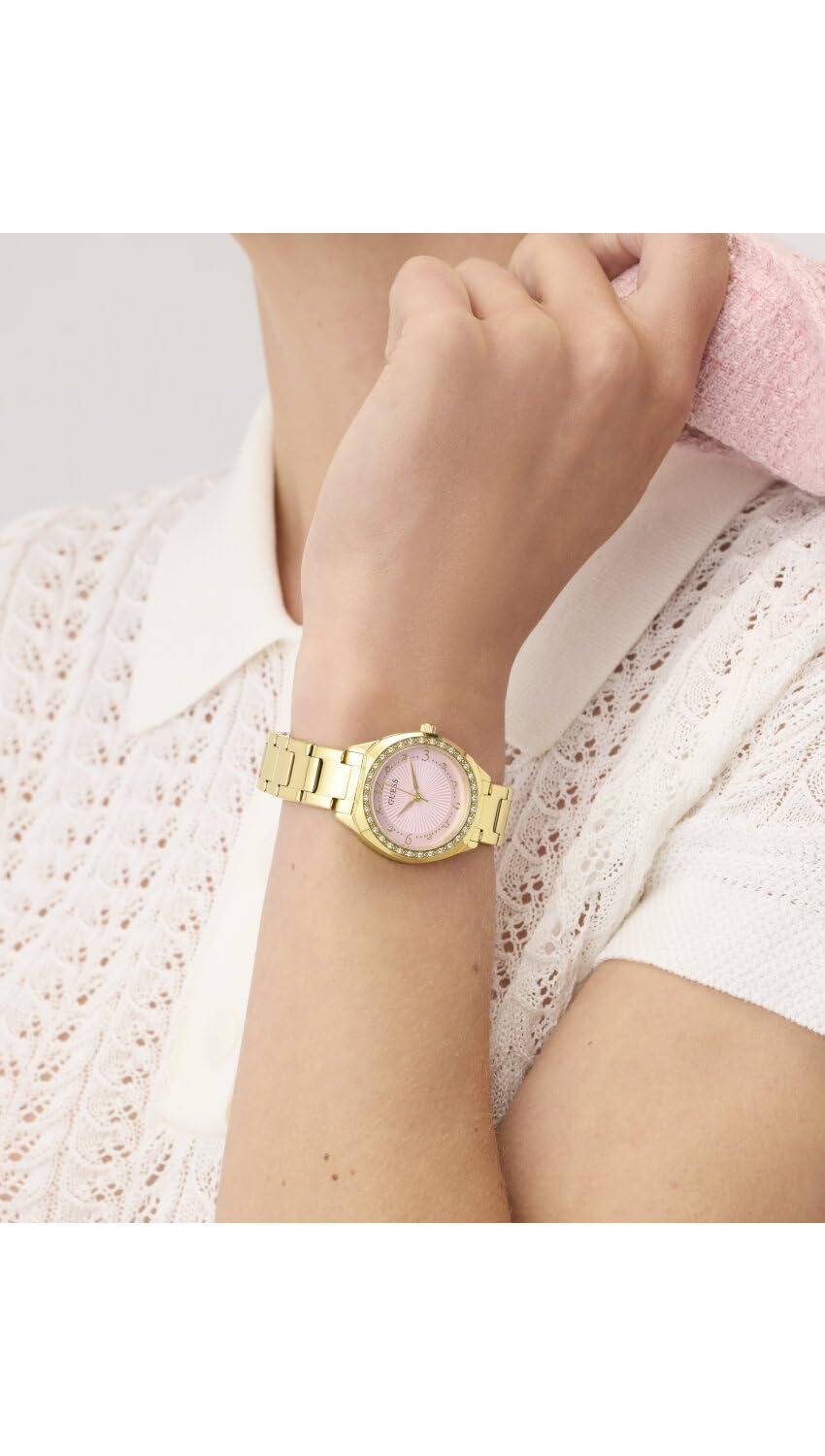 Guess Charlotte GW0767L7 - Reloj de Pulsera analógico para Mujer, Cuarzo, Acero Inoxidable, 30 mm, Correa de Acero Inoxidable, 3 Bares, Color de la Esfera: Rosa