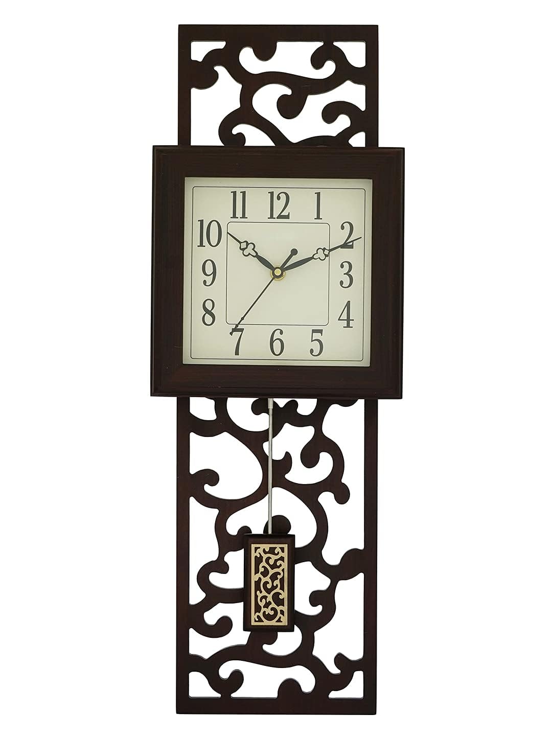 Decorative Vertical Wooden Analog Stylish Pendulum Wall Clock for Living Room and Home Office Décor (Size: 19.5 x 6.5 x 55 CM | Weight: 915 Gram | Color: Rosewood) Visit the CHRONIKLE Store (Brown)