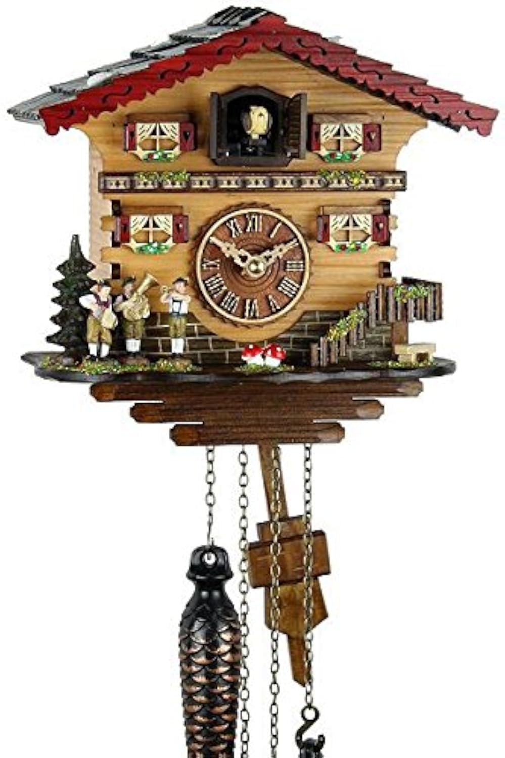 18670 - Reloj de Cuco (Madera auténtica, Mecanismo de Cuarzo, Funciona con Pilas)