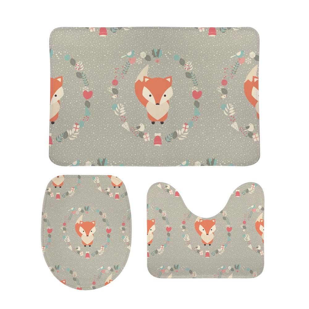 Tapis de bain Noël renard antidérapant pour éviter les sols froids et humides