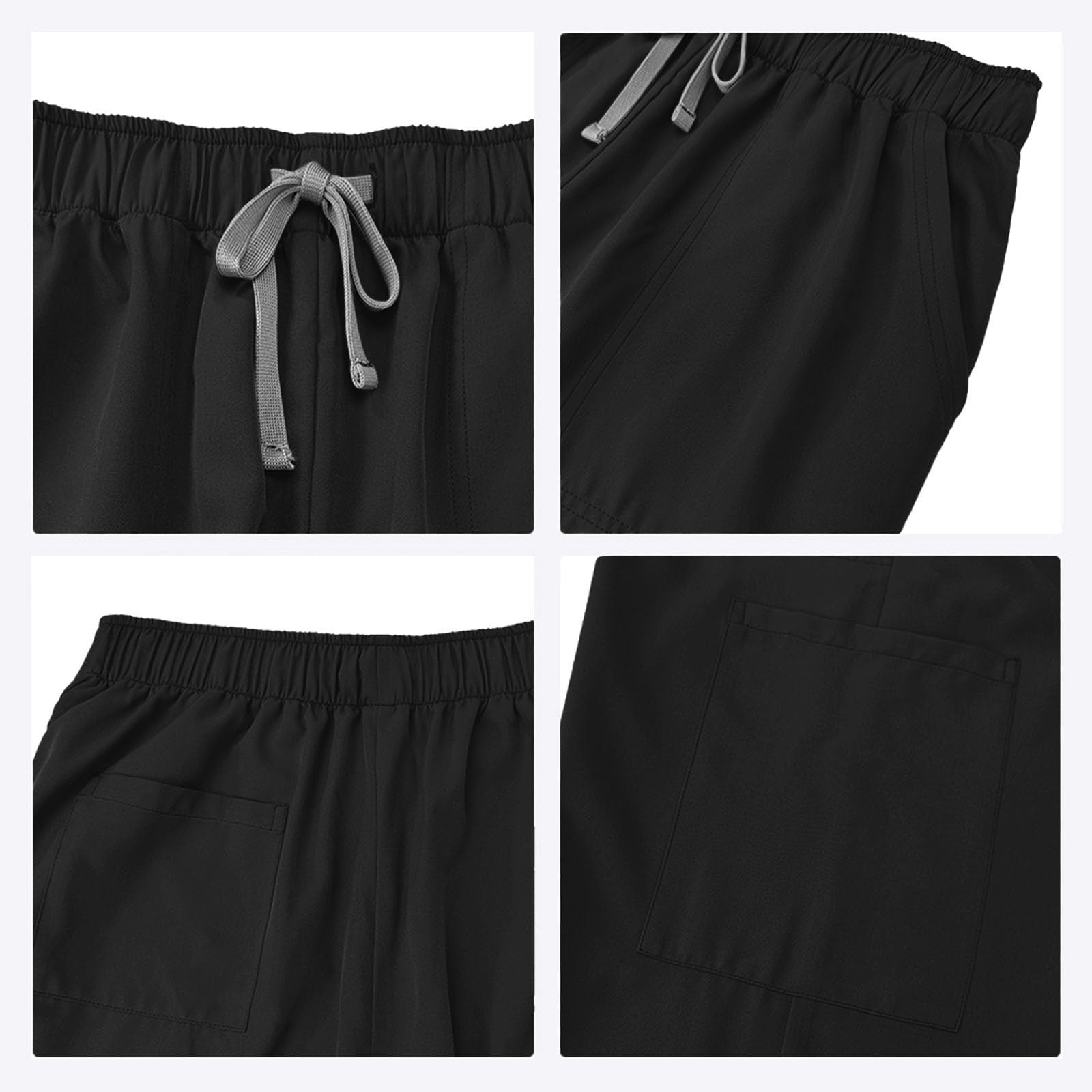 Work Uniform Scrubs for Men Set V Neck Scrub Top Straight Leg Elastic Cargo Pants Pockets — view 7