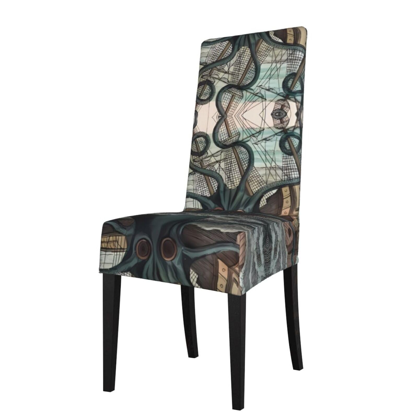HJFCZH Octopus and boat Prints Protection Cover for Dining Chair - Stretchable Chair Throw Covers for Dining Room, Hotel Event Party