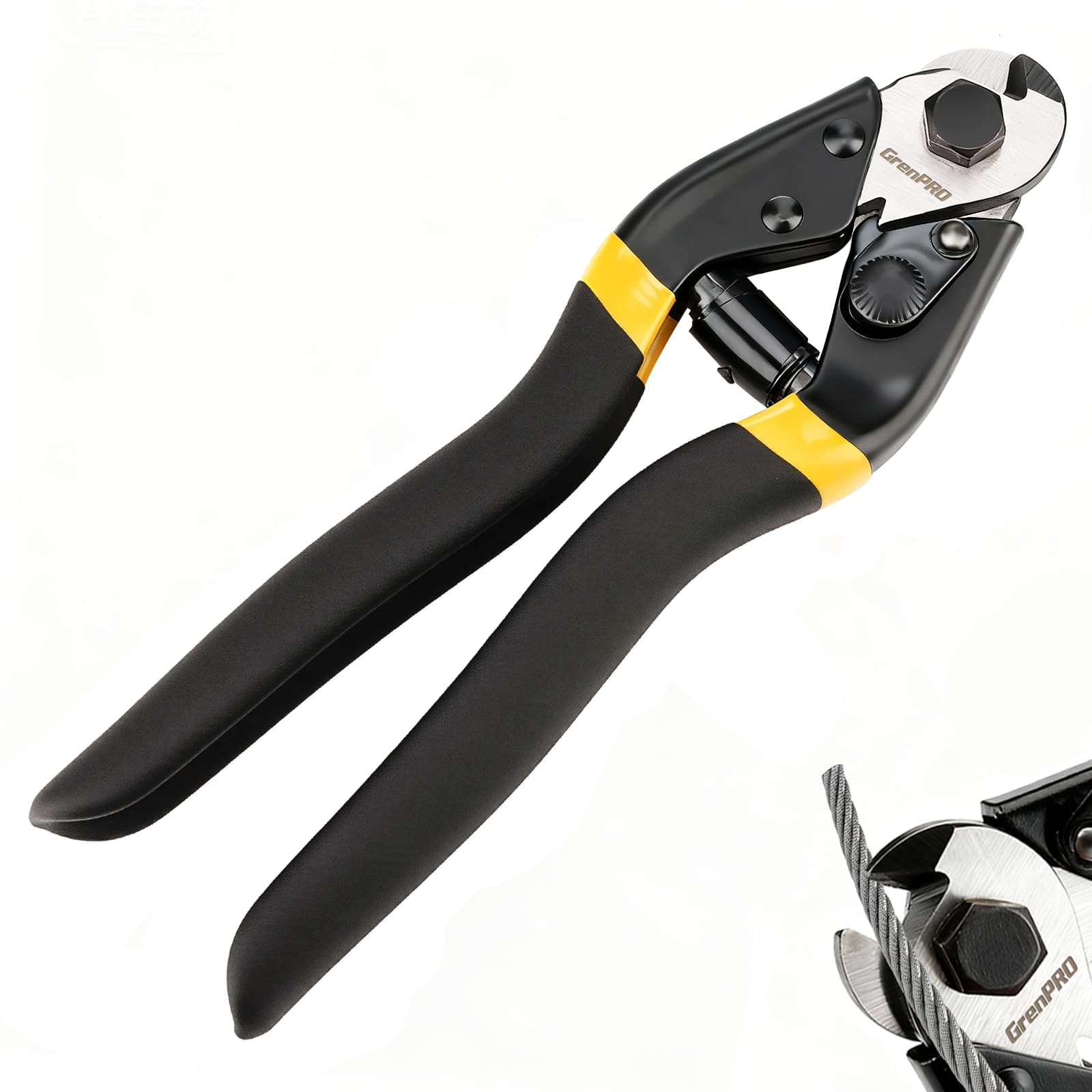GRENPRO Cable Cutter, 7.5" Heavy Duty, Chrome Vanadium, Wire Rope &amp; Cable