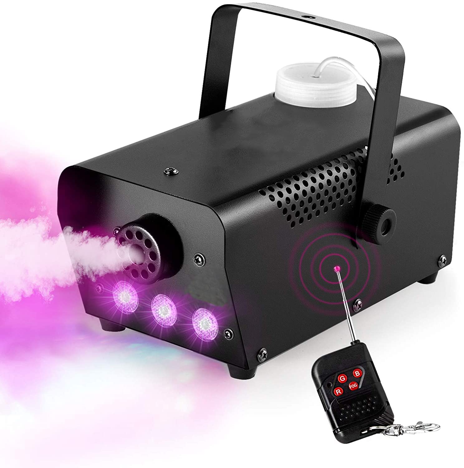 Fog Machine, HOLDLAMP 500W Smoke Machine with Stage Lights, 3000CFM Smoke Fog Machine with 1 Wired R