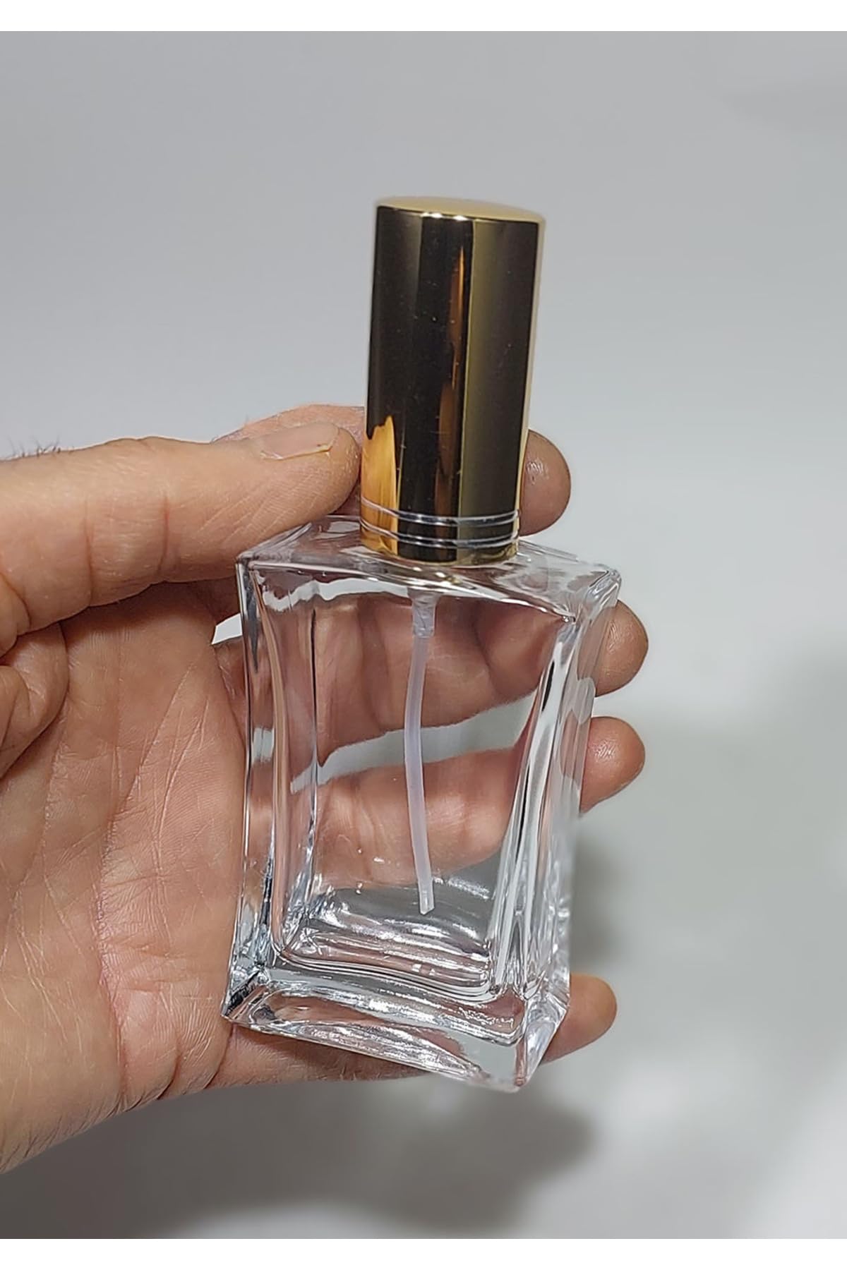 wellLine Cam Yeniden Doldurulabilir Sprey Kolonya Parfüm Şişesi 50 Ml Gold Kapaklı 10 Adet, PRFM-002786