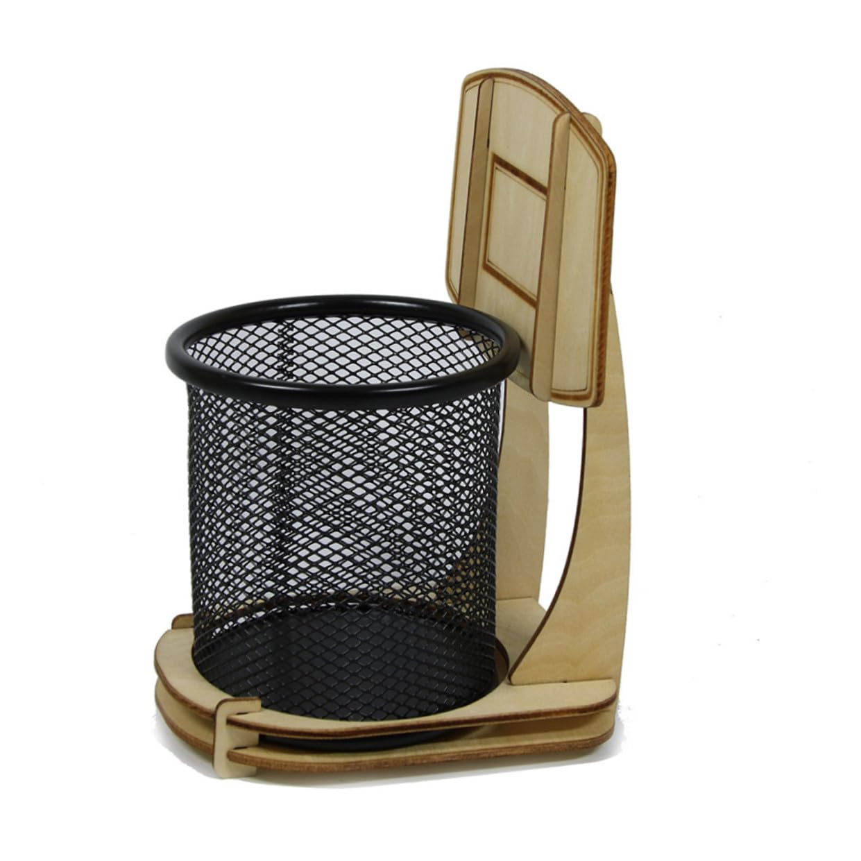 Alipis Porta Penne a Cestino da Basket in Legno e Metallo per Scrivania | Creativo e Decorativo, Forma Speciale, Raccoglie Cancelleria, Righello, Penne e Evidenziatori