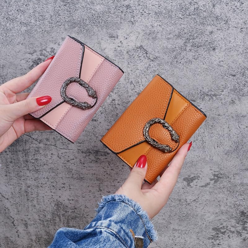 Women's Wallet Short Leather Bag Patchwork Wallet Small Trifold Clutch Multi-Card Holder(D)3