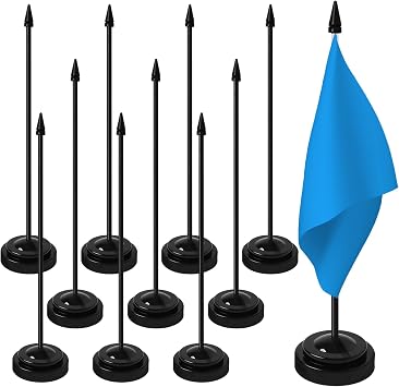 12 Pack Mini Flag Stands Table Flag Holders 63x22mm Black Desk Flag Holders with Sticks, Holds 4x6inch Mini Stick Flags