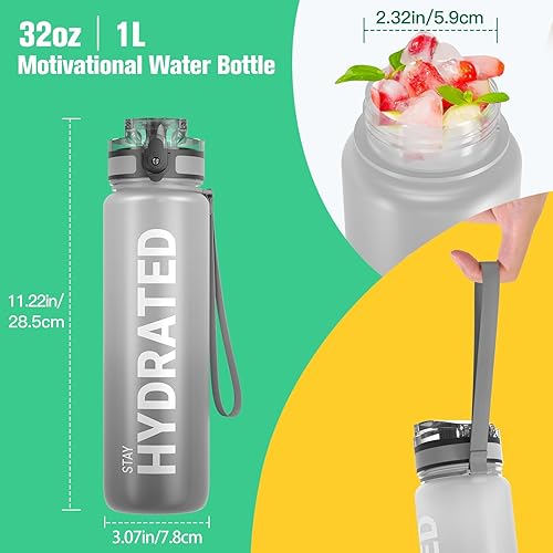 Miniatura 5 de Sahara Sailor - Botellas de agua, botella de agua deportiva motivacional de 32 onzas con marcador de tiempo - Times to Drink - Tritan, sin BPA, boca