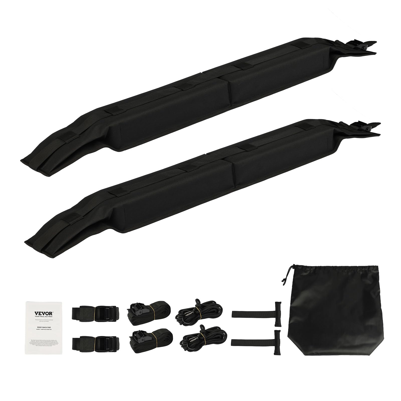 VEVOR Almohadillas Blandas para Portaequipajes de Techo 80 cm Almohadilla Universal para Portaequipajes Carga de 80 kg con Correas de Amarre, Bolsa de Almacenamiento para Canoa, Tabla de Snowboard