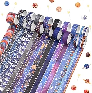19 Rolls Washi Tape Set,Starry Sky Multi-Pattern Decorative Washi Masking Tape Decorative Gold Foil Masking Tape for Scrapbooking Scrapbook Tape Aesthetic Gold Foil Paper Tape for DIY Craft Decorative