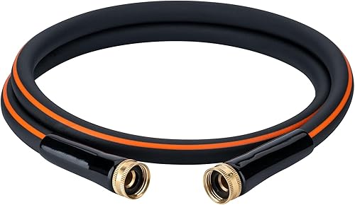 Miniatura 12 de EASTRANS Manguera de jardín corta de 15 pies x 5/8 pulgadas, manguera de agua naranja resistente con conector de latón macizo de 3/4 pulgadas,