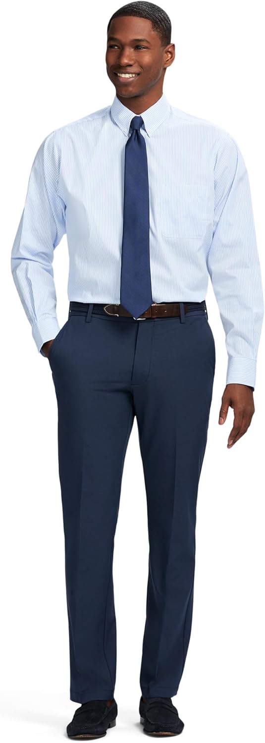 Izod Men's Dress Shirt Classic Fit Pinpoint Oxford Long Sleeve All Over Stretch Button Down Collar