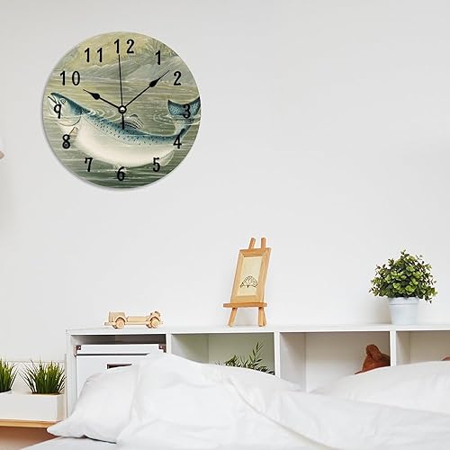 Miniatura 5 de ArogGeld Reloj de madera con diseño de pez y trucha arco iris, regalo para amantes de la pesca, reloj de pared colgante con pilas, reloj de madera