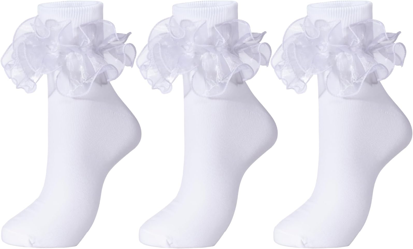 Socks for Women, Big Ruffle Socks with Turn Cuff and Double Lace