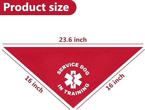 Miniatura 5 de KISJO 2 unidades de bandana roja para perros de servicio en entrenamiento con correa roja para perro (perro seruizo) para cachorros, perros, playa,