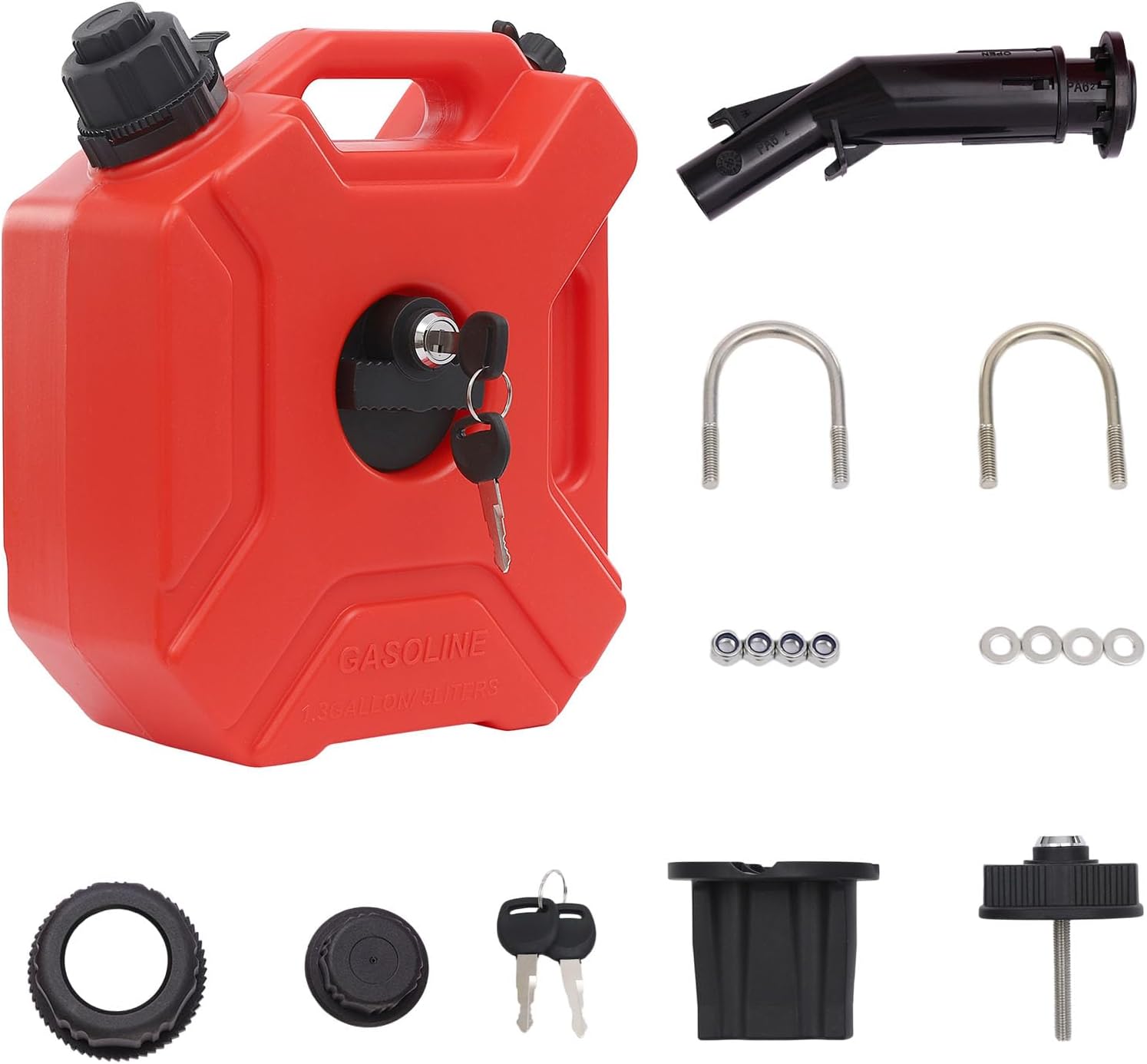 Transfer Tank Fits 5L/1.3 Gallon Storage Container With Spout and Lockable Bracket,11.81” x 9.84” x 4.72”