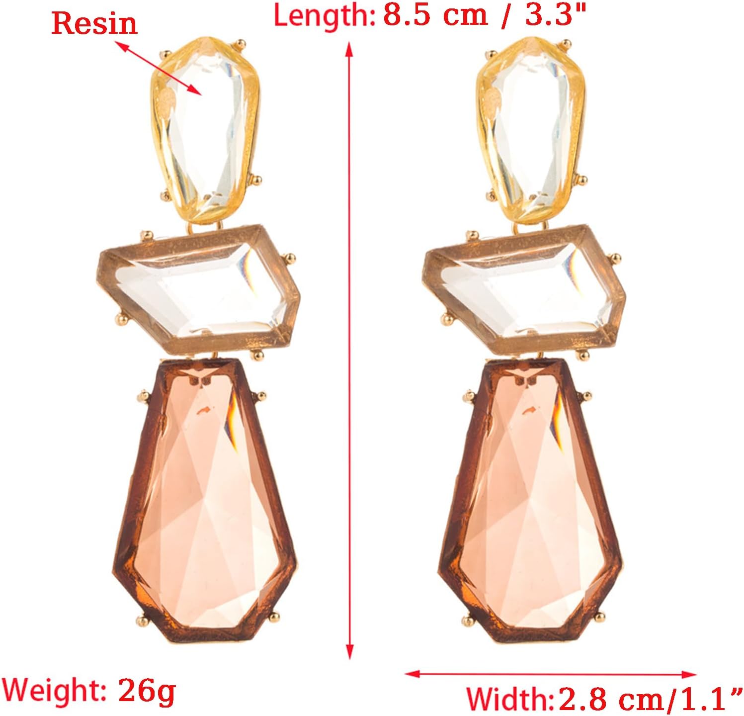 Statement Earrings for Women Vintage Brown Rhinestone Earrings Big Boho Colorful Earrings Large Crystal Drop Dangle Earring Formal Earrings Prom Party Jewelry Gift - Image 2