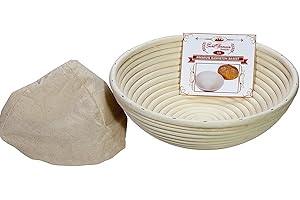 Premium Round Brotform Proofing Bread Banneton Basket with Liner - For Artisan Baking (9 inch)