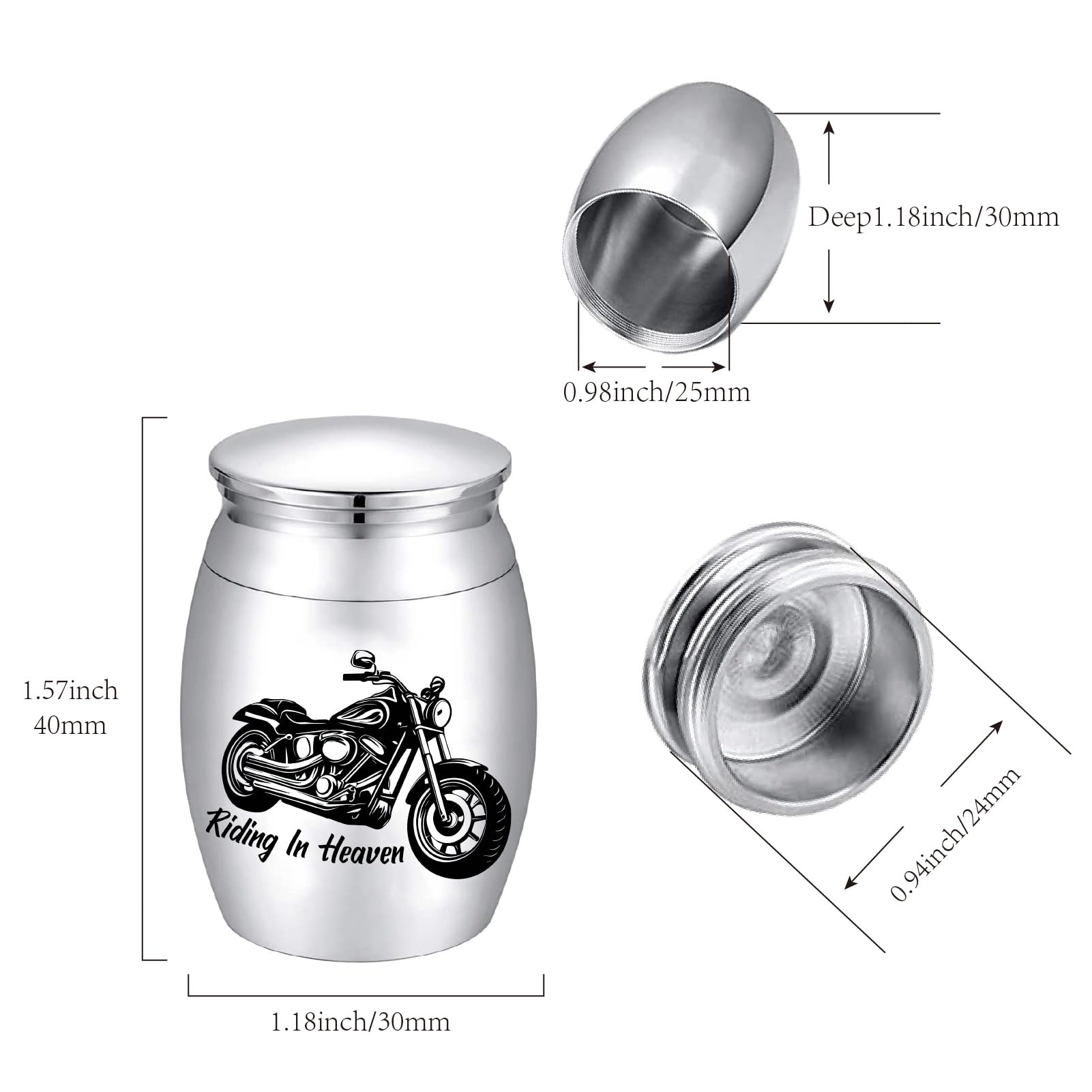 CREATCABIN Motor Cycle Urn Small Cremation Urns Keepsake Column Alloy Motorbike Riding In Heaven Memorial Ashes Preserve Funeral Container Jar for Human Ashes Commemorative Decorative 1.57 x 1.18in - Image 2