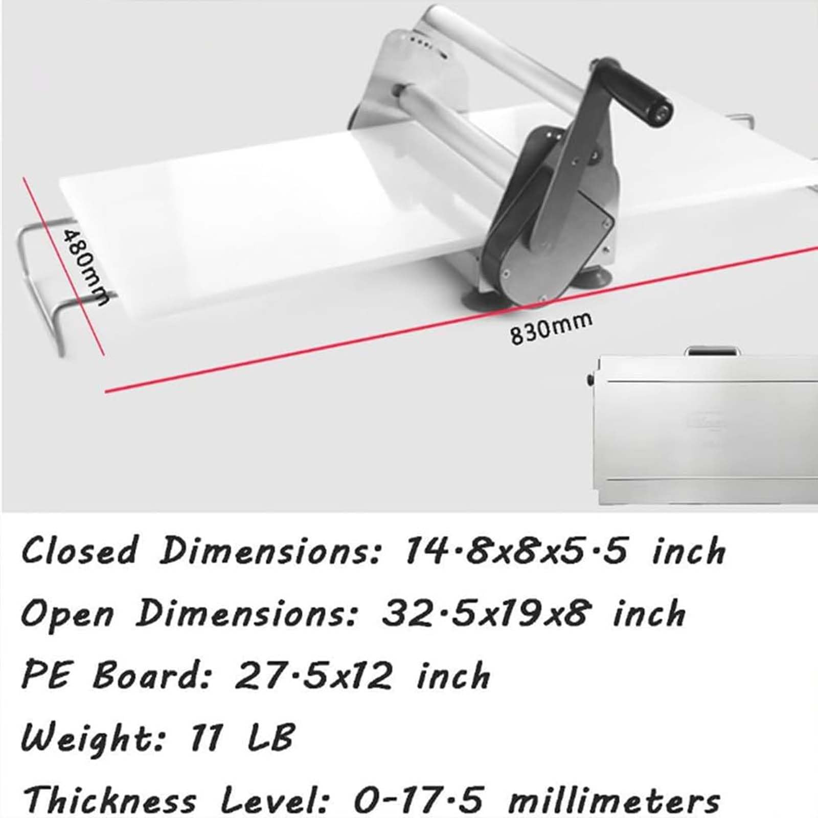 Máquina laminadora de masa plegable manual, rodillo de repostería de acero inoxidable con grosor ajustable, para panadería, pizza, croissant, uso doméstico y comercial