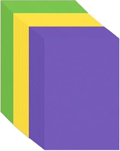 75 piezas de cartulina con temática de Mardi Gras, papel grueso, cartulina amarilla, morado, verde, cartulina para hacer tarjetas de Mardi Gras,