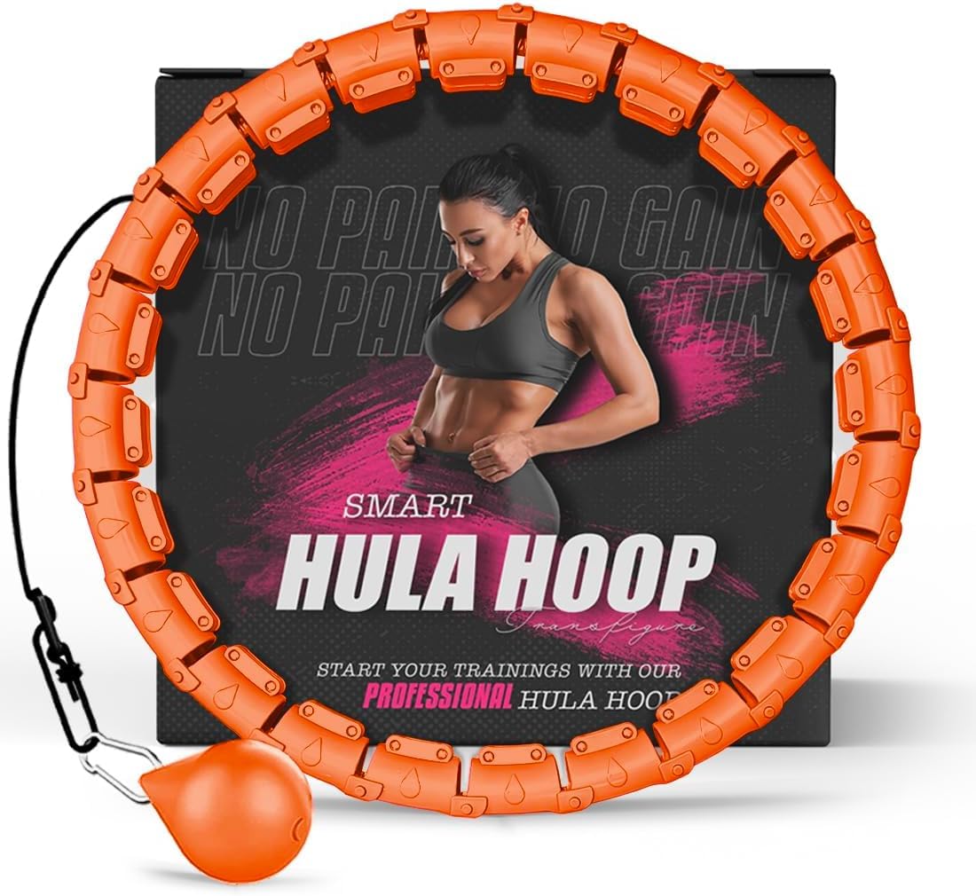 Active 100 Fitness Hula Hoops, Smart Weighted Hula Hoop for Adults, Adjustable Infinity Hoop with 360° Auto-Spinning Ball, Weight Loss Exercise Equipment for Home Use