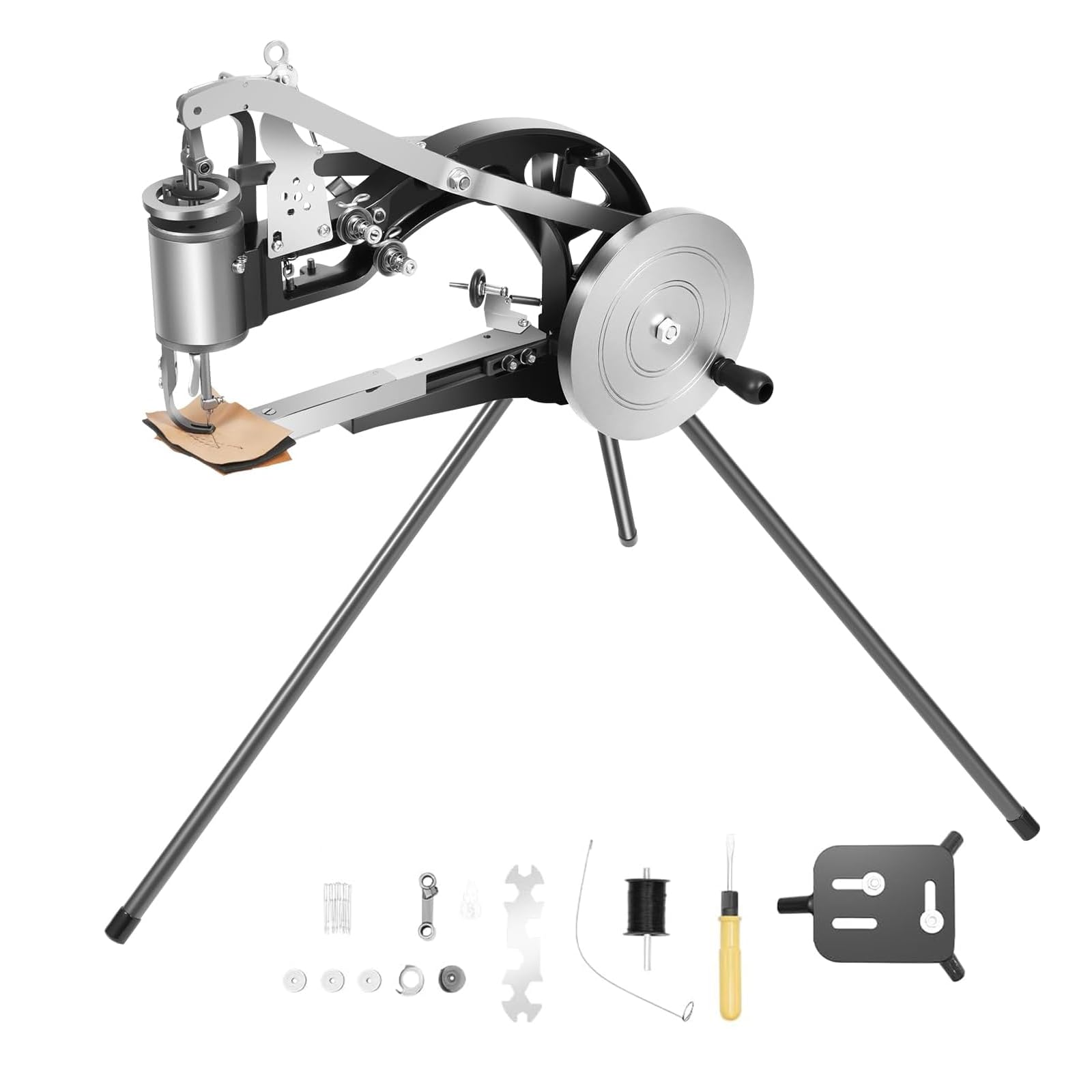 Máquina de coser manual de cuero, máquina de zapatos, máquina de coser de cuero, máquina de coser a mano Cobbler, máquina de reparación de zapatos 360° dirección ajustable
