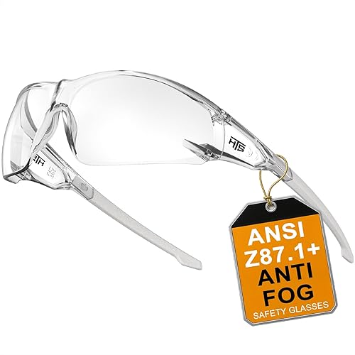 HTS HUNTERSKY ANSI Z87.1 Gafas de seguridad antivaho envolventes transparentes, gafas de laboratorio para pickleball y química con resistencia a los