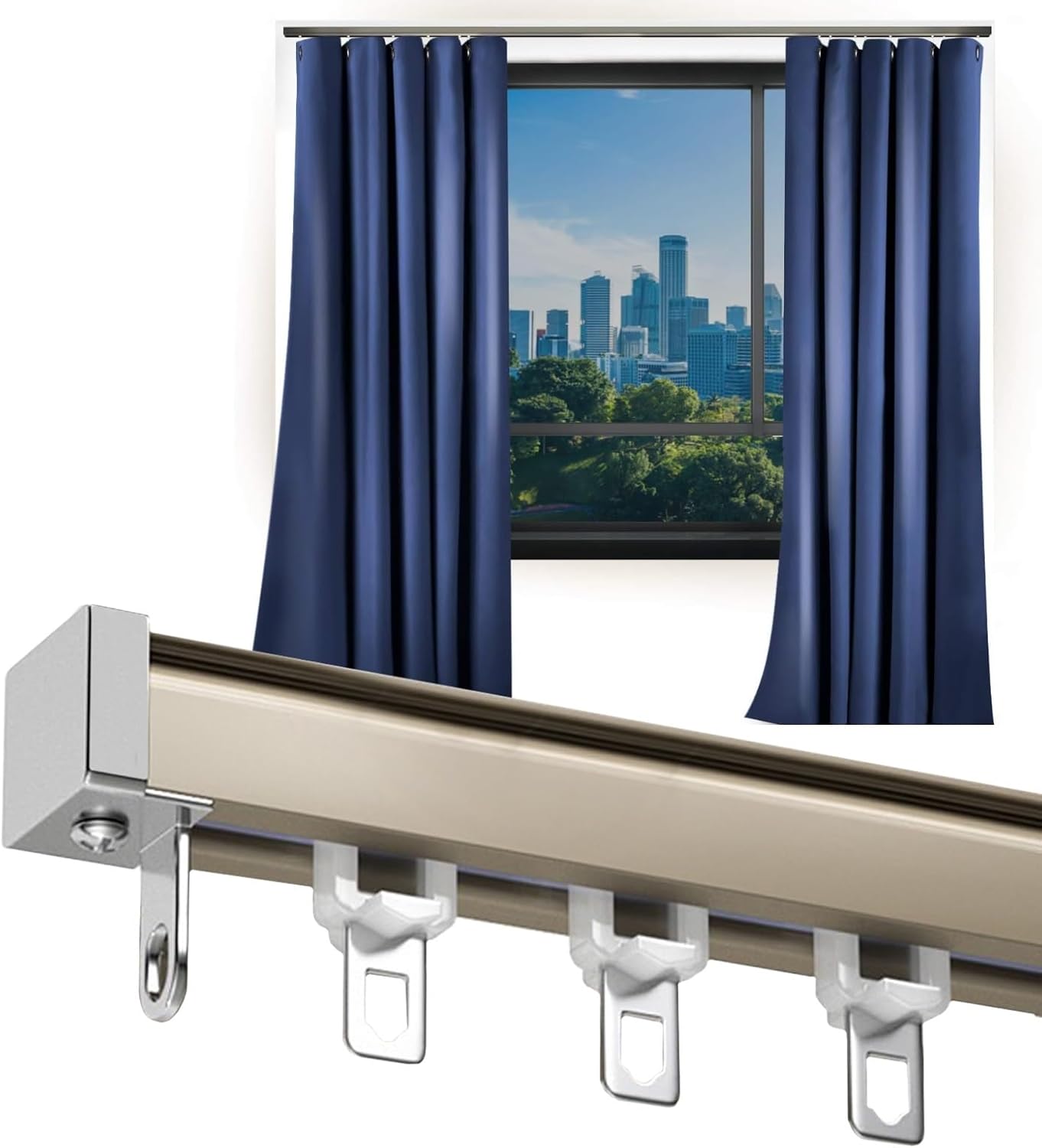 Sliding Curtain Track System for Windows Room Divider Rod Kit Shower Rail Ideal Bedroom Living Bathroom Store Gazebo.